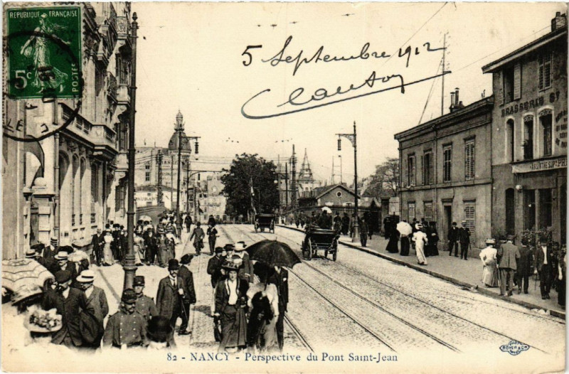 Carte postale ancienne Nancy - Perspective du Pont Saint-Jean à Nancy