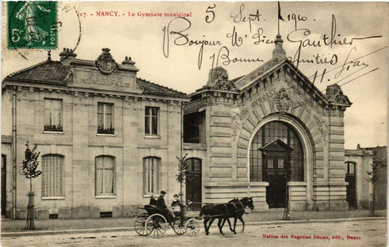 Carte postale ancienne Nancy - Le Gymnase Municipal à Nancy