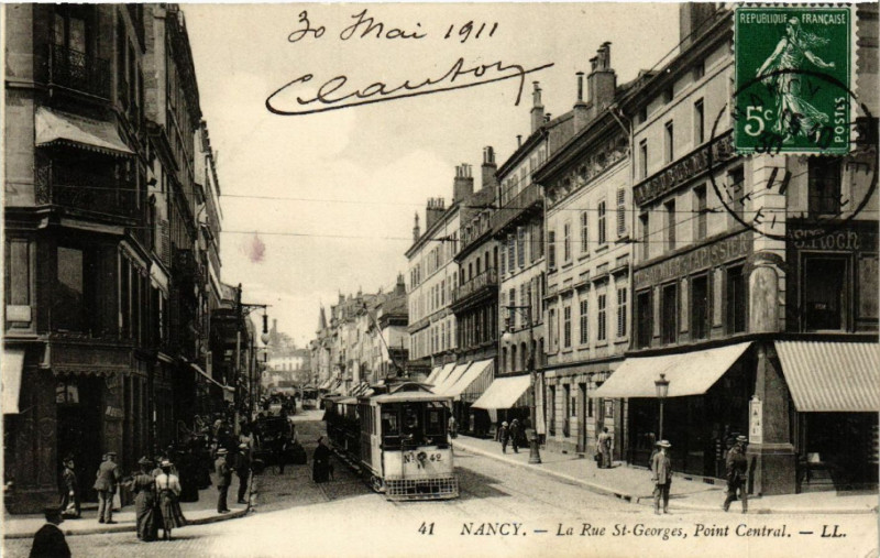 Carte postale ancienne Nancy - La Rue Saint-Georges - Point Central à Nancy