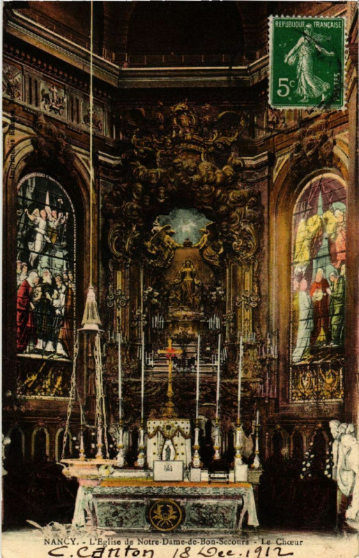 Carte postale ancienne Nancy - L'Eglise de Notre-Dame-de-Bon-Secours - Le Choeur à Nancy
