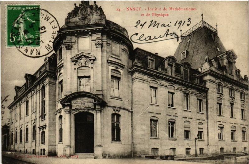 Carte postale ancienne Nancy - Institut de Mathématiques et de Physique à Nancy