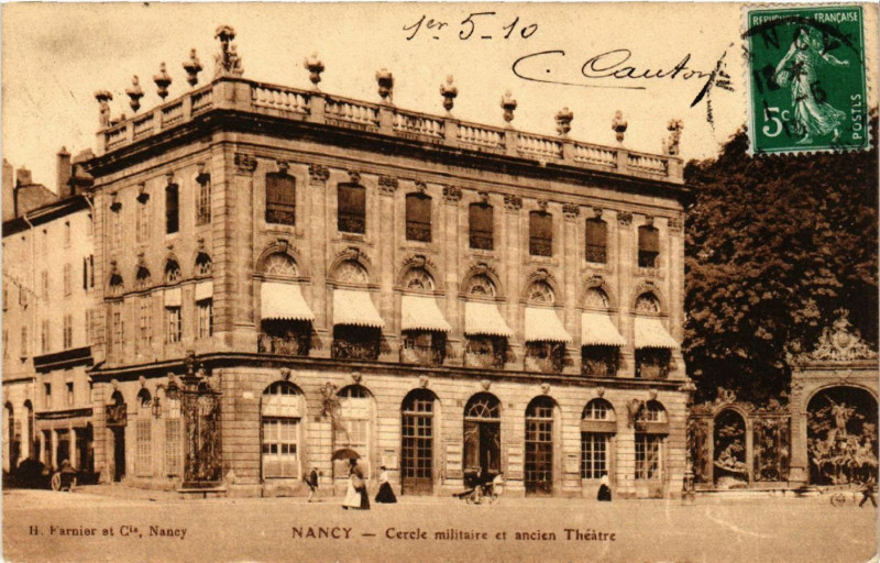 Carte postale ancienne Nancy - Cercle Militaire et Ancien Theatre à Nancy