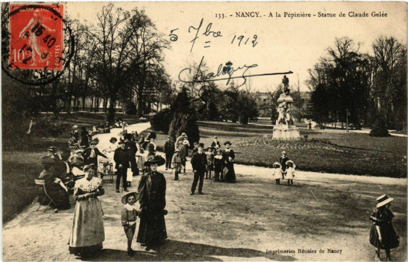 Carte postale ancienne Nancy - A la Pepiniere - Statue de Claude Gelée à Nancy