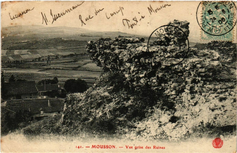 Carte postale ancienne Mousson - Vue prise des Ruines à Mousson