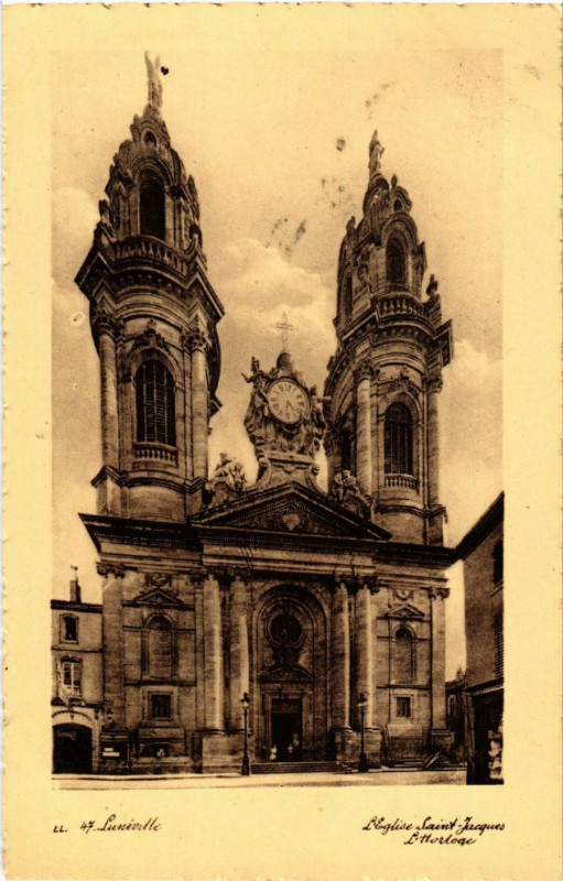Carte postale ancienne Luneville - Lunéville - L'Eglise Saint-Jacques - L'Horloge à Lunéville