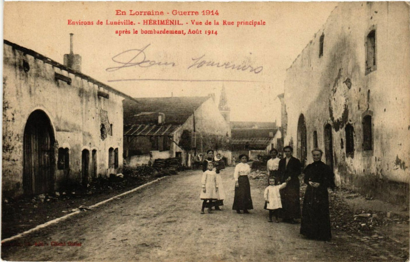 Carte postale ancienne Herimenil - Hériménil - Vue de la Rue Principale - 1914 à Hériménil