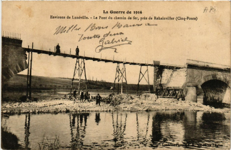 Carte postale ancienne Environs de Luneville - Le Pont du chemin de fer à Lunéville