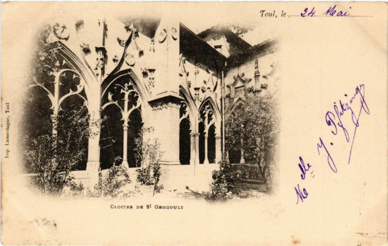 Carte postale ancienne Toul - Cloitre de Saint-Gengoult à Toul
