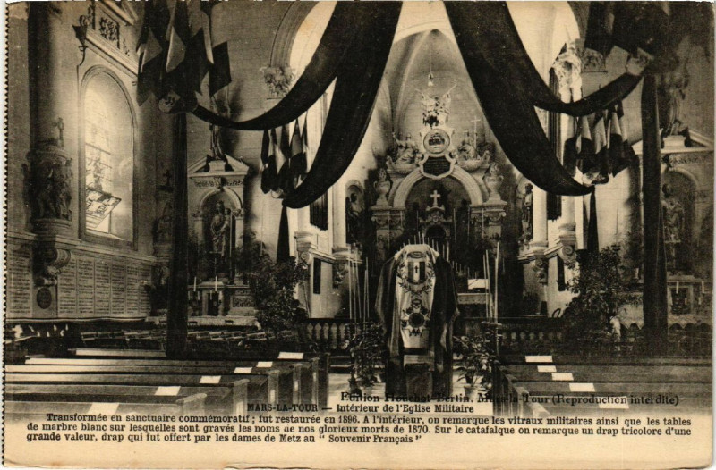 Carte postale ancienne Mars-la-Tour - Interieur de l'Eglise Militaire à Mars-la-Tour