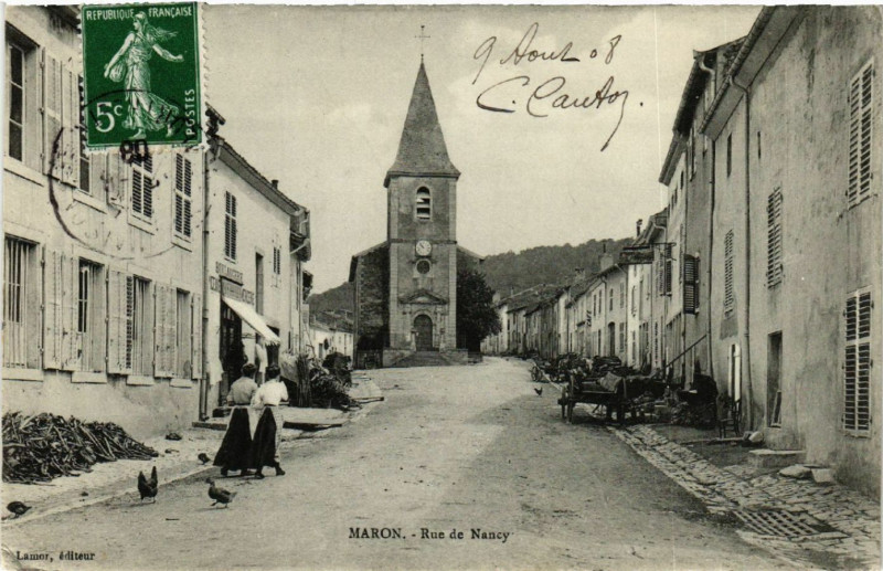 Carte postale ancienne Maron - Rue de Nancy à Maron