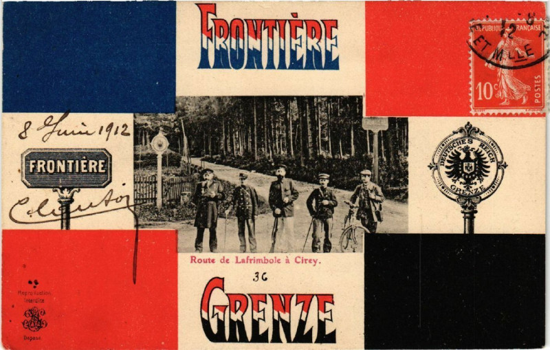 Carte postale ancienne Frontiere - Grenze - Route de Lafrimbole á Cirey