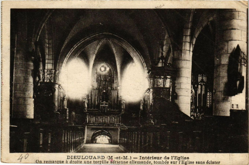 Carte postale ancienne Dieulouard - Interieur de l'Eglise à Dieulouard