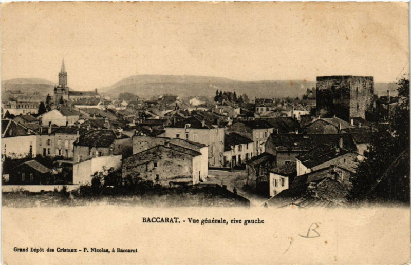 Carte postale ancienne Baccarat - Vue Generale - Rive Gauche à Baccarat