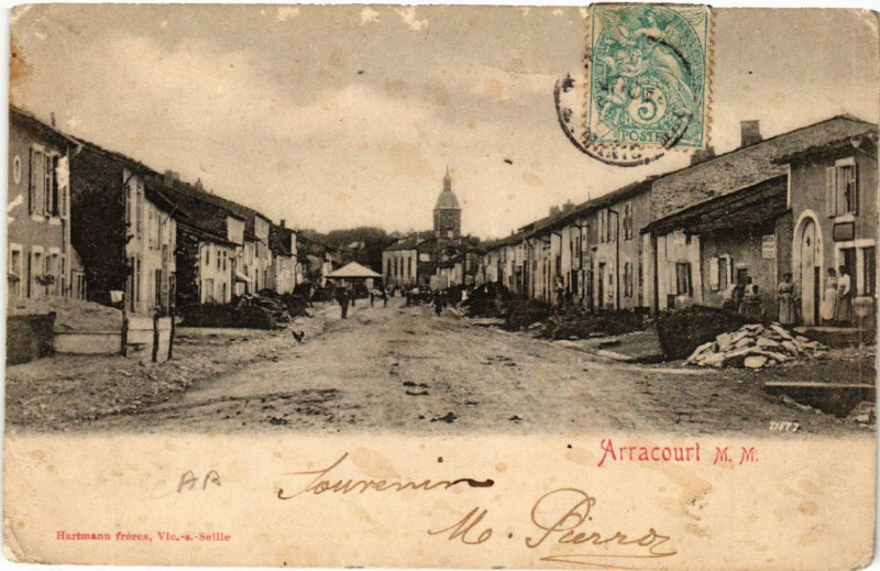 Carte postale ancienne Arracourt - Rue - Scene à Arracourt
