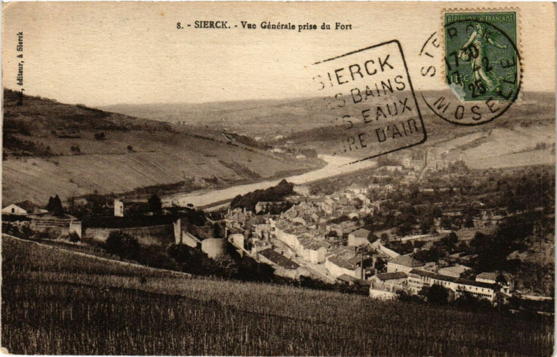Carte postale ancienne Sierck - Vue Generale prise du Fort