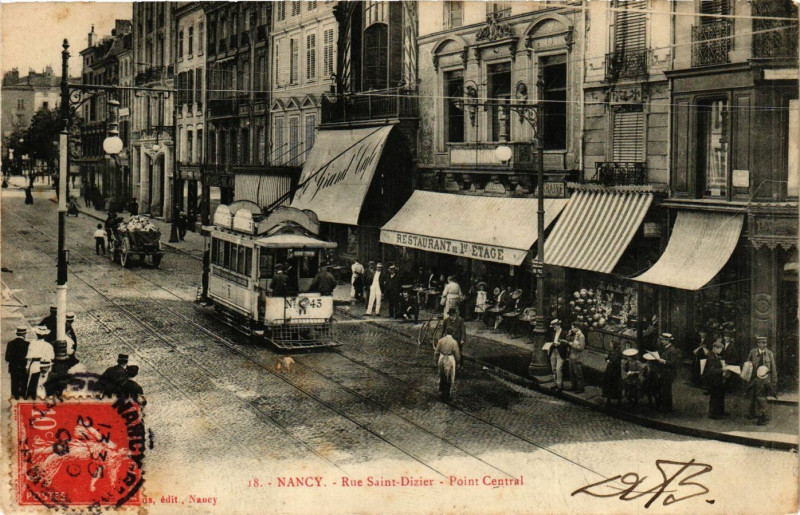 Carte postale ancienne Nancy - Rue Saint-Dizier - Point Central à Nancy