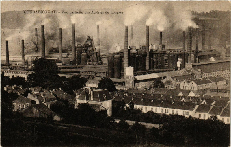 Carte postale ancienne Gouraincourt - Vue partielle des Acieres de Longwy à Longwy