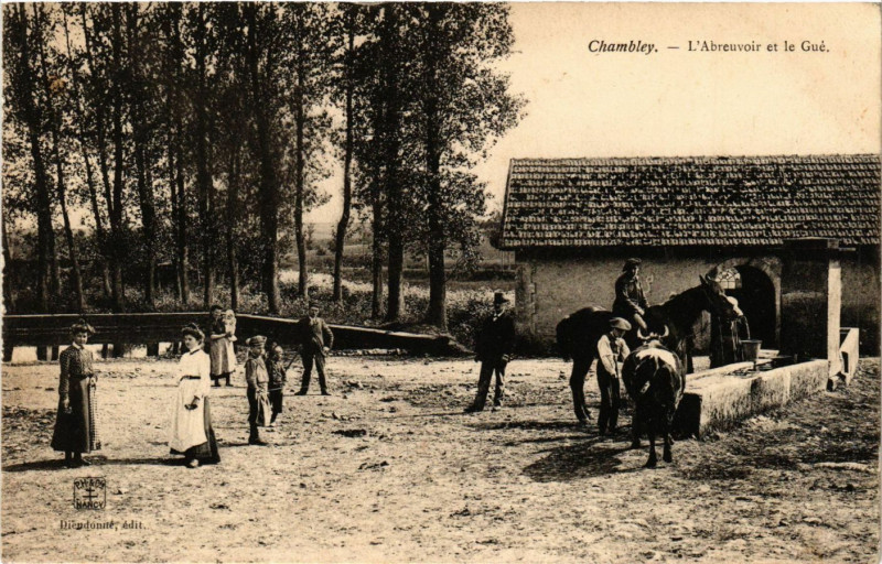 Carte postale ancienne Chambley - L'Abreuvoir et le Gué