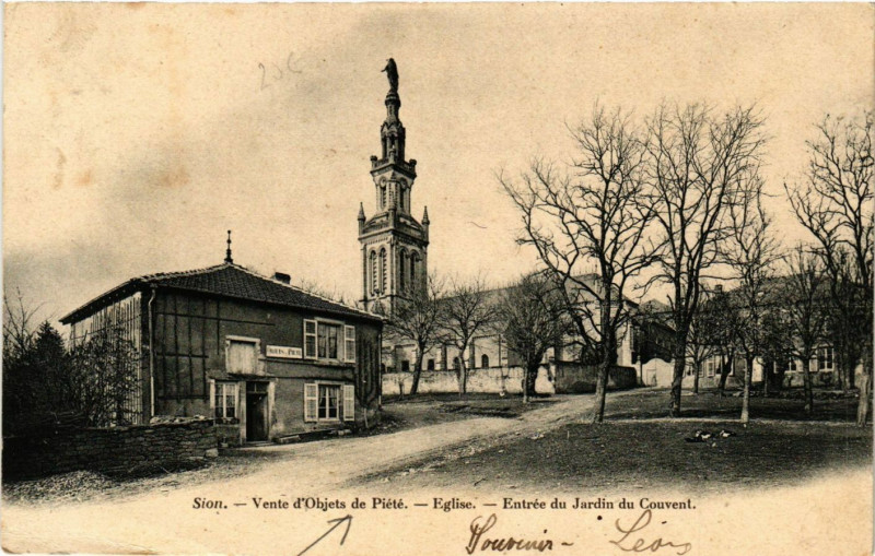 Carte postale ancienne Sion - Vente d'Objects de Piete - Eglise