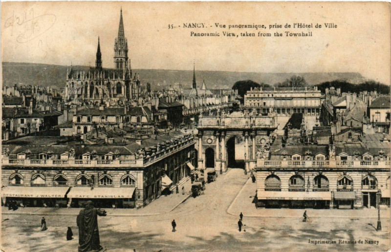 Carte postale ancienne Nancy - Vue panoramique - prise de l'Hotel de Ville à Nancy