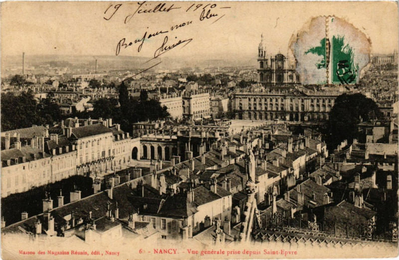 Carte postale ancienne Nancy - Vue generale prise depuis Saint-Epvre à Nancy