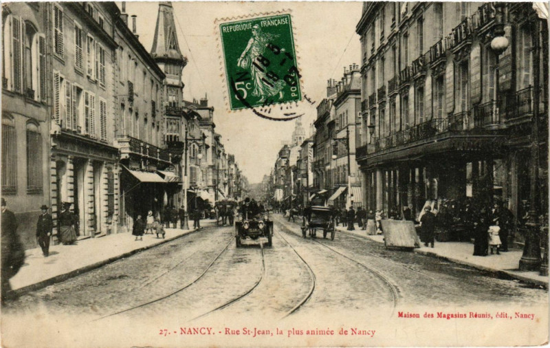 Carte postale ancienne Nancy - Rue Saint-Jean - la plus animée de Nancy à Nancy