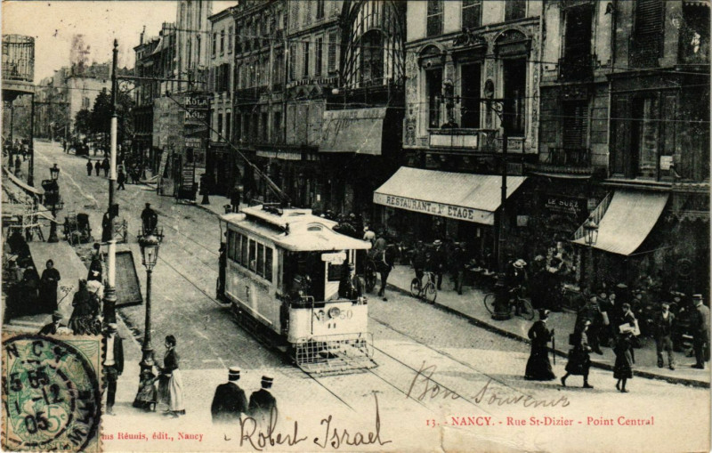 Carte postale ancienne Nancy - Rue Saint-Dizier - Point Central à Nancy
