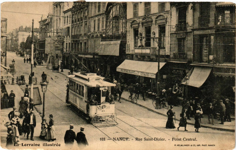 Carte postale ancienne Nancy - Rue Saint-Dizier - Point Central à Nancy
