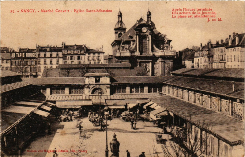 Carte postale ancienne Nancy - Matché Couvert - Eglise Saint-Sebastien à Nancy