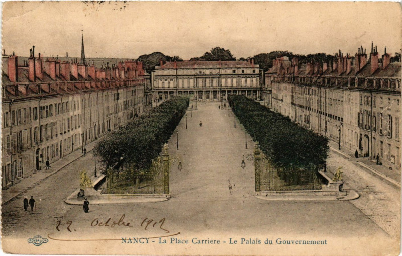Carte postale ancienne Nancy - La Place Carriere - Le Palais du Gouvernement à Nancy