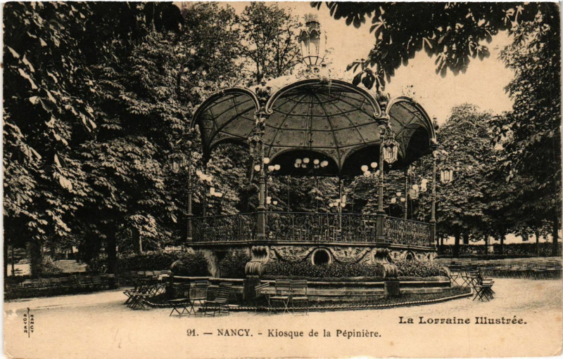 Carte postale ancienne Nancy - Kiosque de la Pepiniere à Nancy