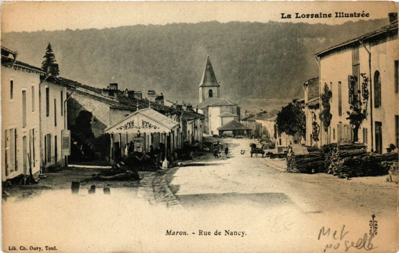 Carte postale ancienne Maron - Rue de Nancy à Maron