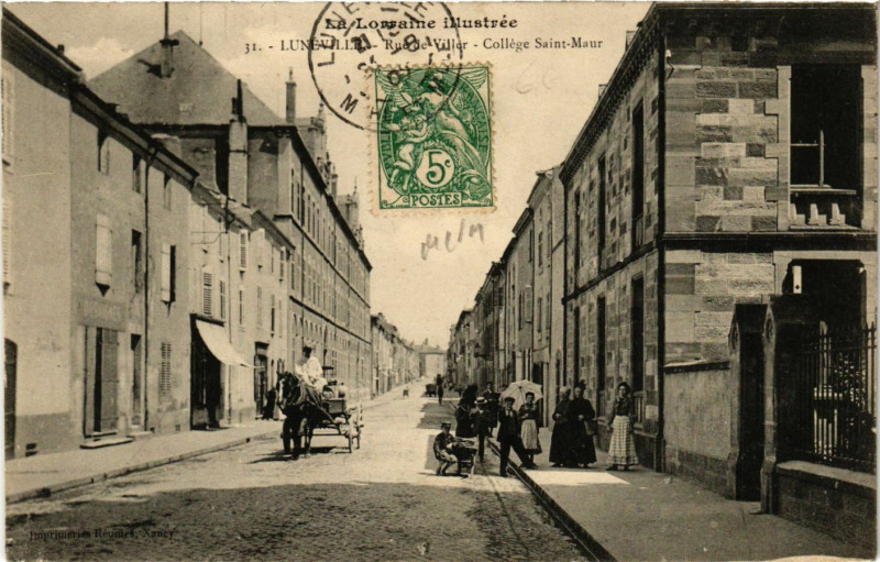 Carte postale ancienne Luneville - Rue de Viller - College Saint-Maur à Lunéville
