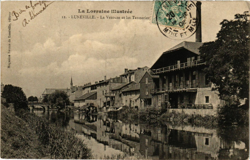 Carte postale ancienne Luneville - La Vezouze et les Tanneries à Lunéville