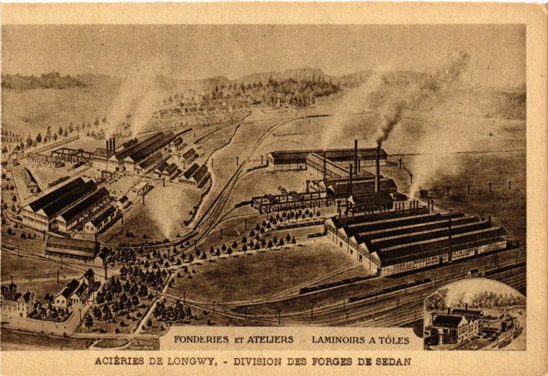 Carte postale ancienne Longwy - Acieries de Longwy - Division des Forges de Sedan à Longwy