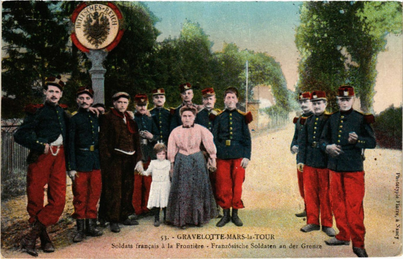 Carte postale ancienne Gravelotte-Mars-la-Tour - Soldats francais a la Frontiere à Mars-la-Tour