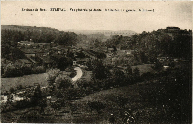 Carte postale ancienne Etreval - Environs de Sion - Vue Generale à Étreval