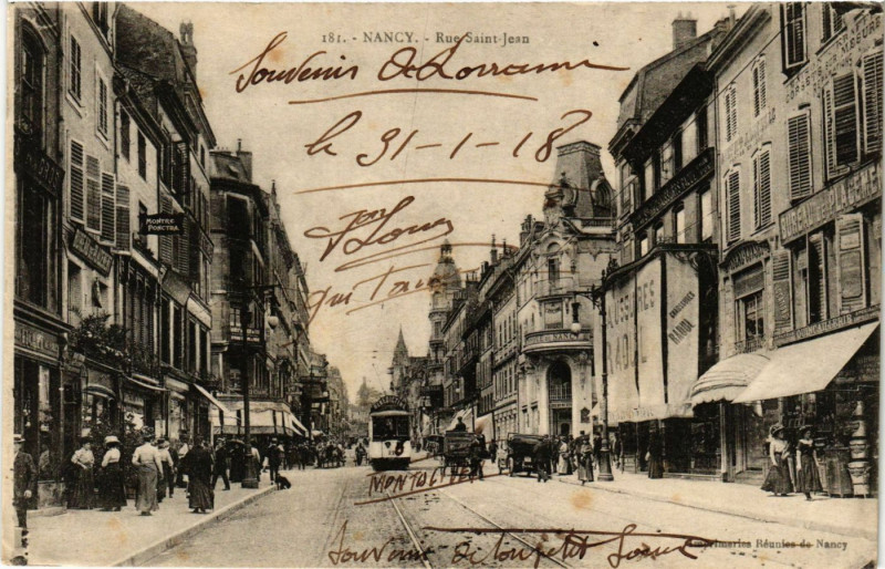 Carte postale ancienne Nancy - Rue Saint-Jean à Nancy