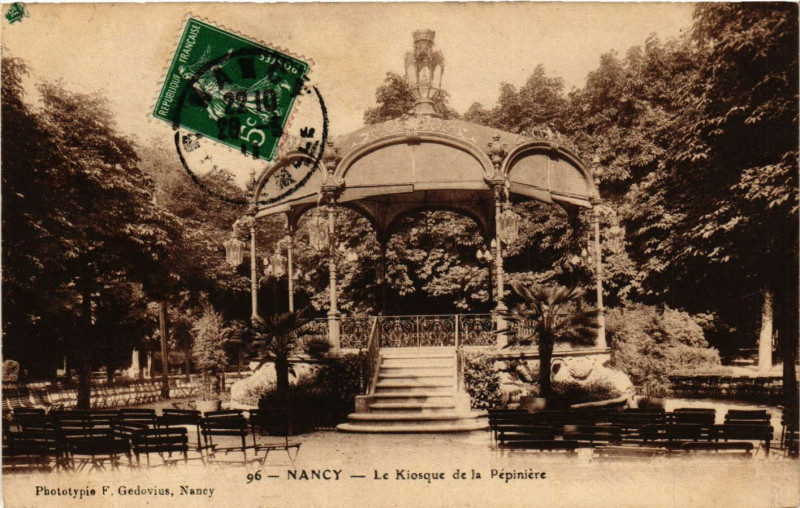 Carte postale ancienne Nancy - Le Kiosque de la Pepiniere à Nancy