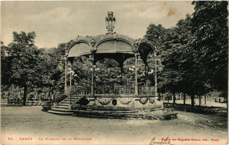 Carte postale ancienne Nancy - Le Kiosque de la Pepiniere à Nancy