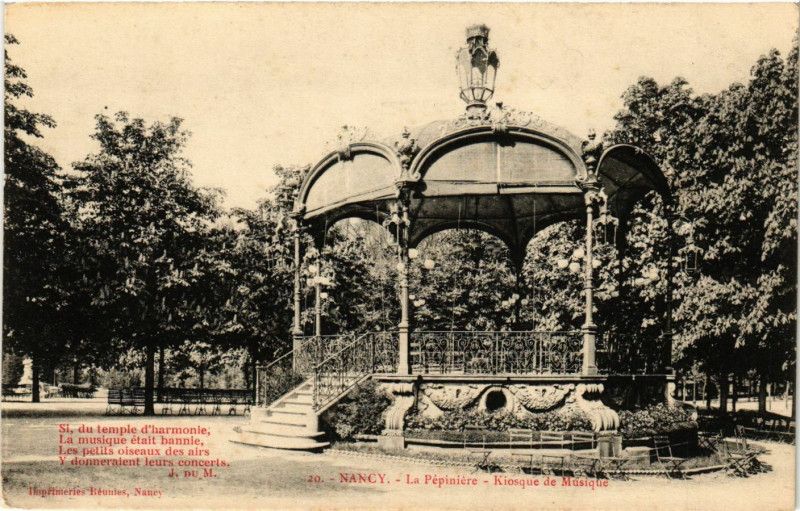 Carte postale ancienne Nancy - Kiosque de Musique à Nancy