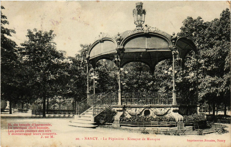 Carte postale ancienne Nancy - Kiosque de Musique à Nancy