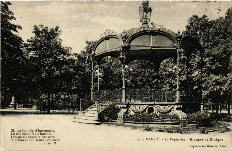 Carte postale ancienne Nancy - Kiosque de Musique à Nancy