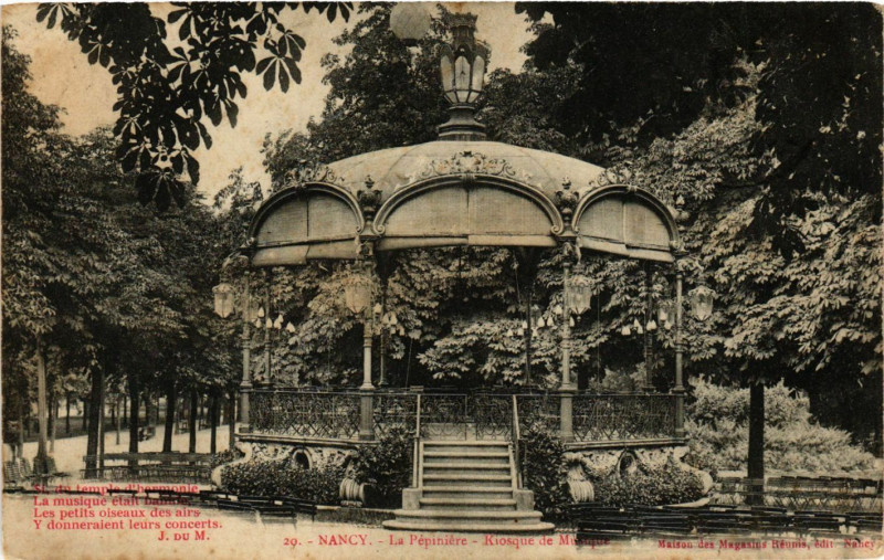 Carte postale ancienne Nancy - Kiosque de Musique à Nancy