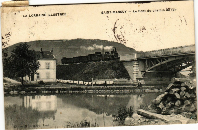 Carte postale ancienne Saint-Mansuy - Le Pont du chemin