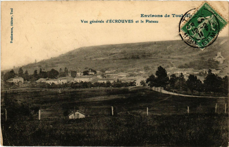 Carte postale ancienne Vue generale d'Ecrouves et le Plateau à Rouves