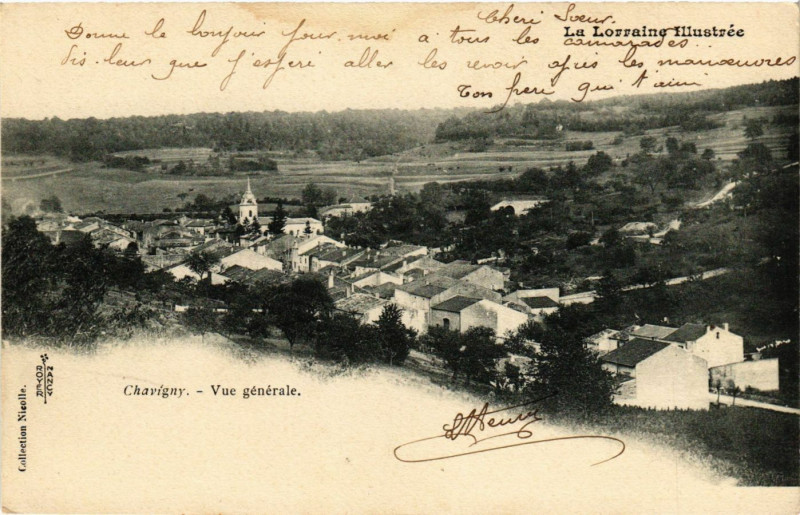 Carte postale ancienne Chavigny - Vue generale à Chavigny