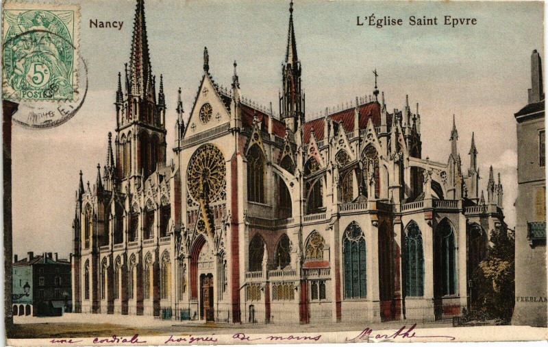 Carte postale ancienne Nancy-L'Eglise Saint Epvre à Nancy