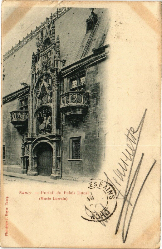 Carte postale ancienne Nancy-Portail du Palais Ducal à Nancy