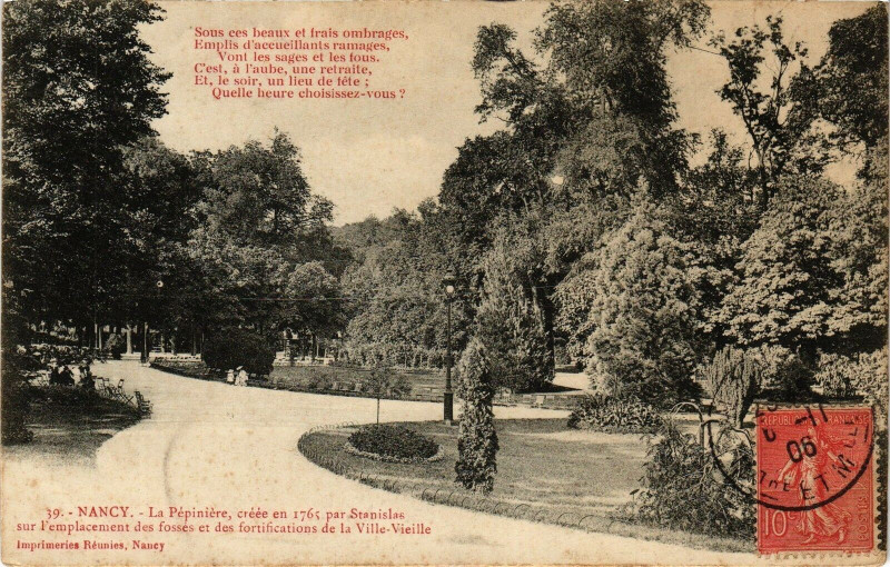 Carte postale ancienne Nancy-La Pépiniére à Nancy